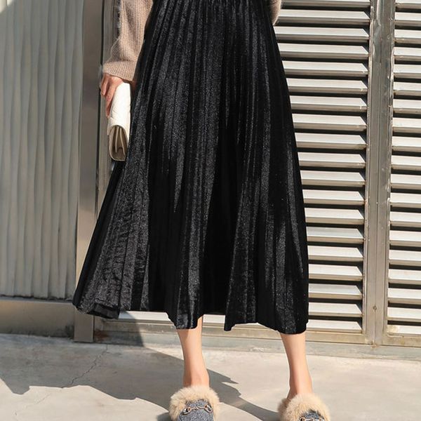 vintage fshion autumn winter skirt women velvet high waisted elegant skinny solid pleated skirts female a-line skirts y1214, Black
vintage fshion autumn winter skirt women velvet high waisted elegant skinny solid pleated skirts female a-line skirts y1214, Black
