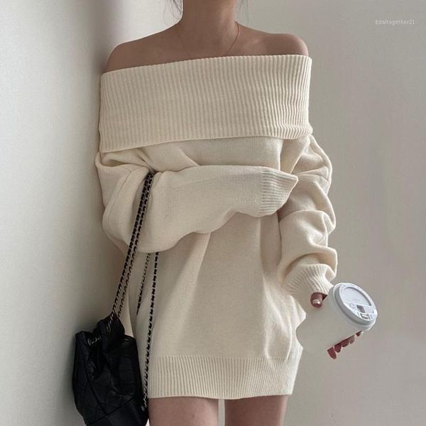 women's sweaters zcsmll korea chic autumn and winter wild one-way neck strapless loose casual long-sleeved pullover knitted sweater1, White;black
women's sweaters zcsmll korea chic autumn and winter wild one-way neck strapless loose casual long-sleeved pullover knitted sweater1, White;black