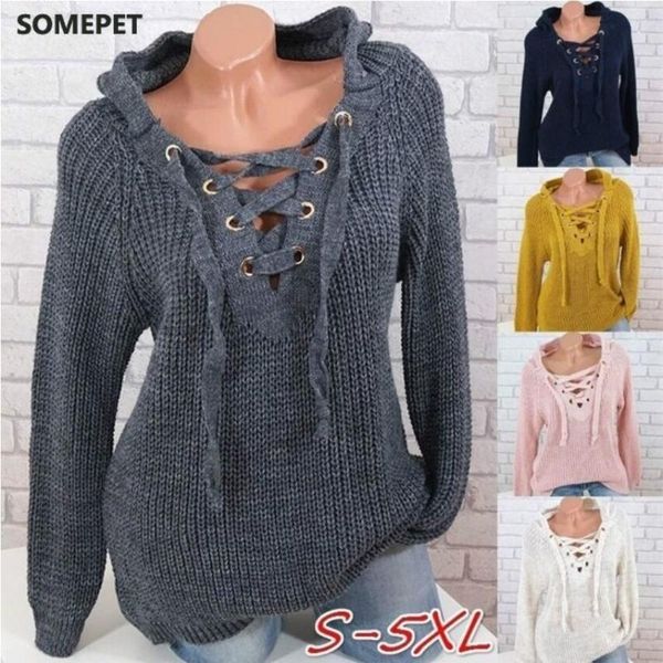 women's sweaters autumn pullover bandage v-neck women's cross strap large size lace-up sweater, White;black
women's sweaters autumn pullover bandage v-neck women's cross strap large size lace-up sweater, White;black