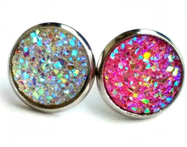 8mm 12mm nice handmade resin round mermaid druzy earrings trendy simple stainless steel tone wholesaling resin stone earring for lady, Golden;silver
8mm 12mm nice handmade resin round mermaid druzy earrings trendy simple stainless steel tone wholesaling resin stone earring for lady, Golden;silver