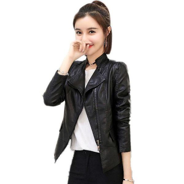 women fake leather jacket 2020 new stand collar short female fake leather large size stitching ladies jacket cw479, Black
women fake leather jacket 2020 new stand collar short female fake leather large size stitching ladies jacket cw479, Black