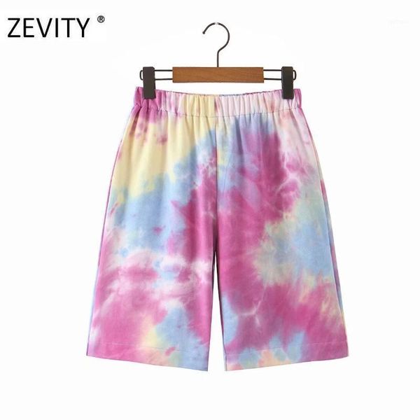 zevity women fashion colorful tie-dye print casual shorts female elastic waist straight shorts summer pantalones cortos p9051, White;black
zevity women fashion colorful tie-dye print casual shorts female elastic waist straight shorts summer pantalones cortos p9051, White;black