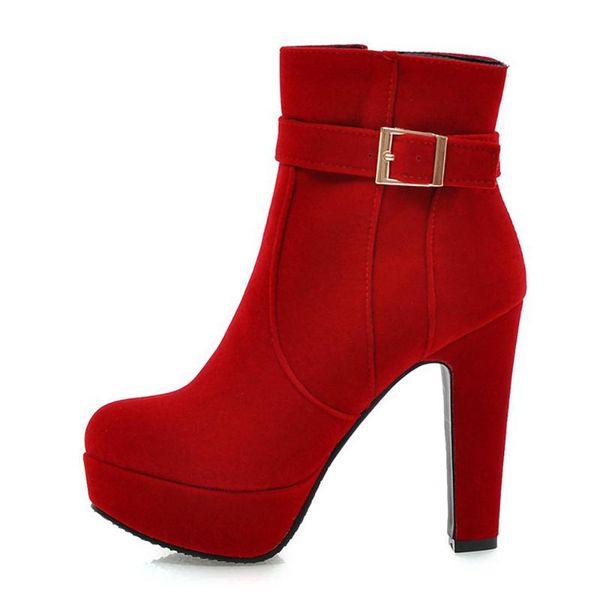 female boots women boots winter buckle super high heel ankle zipper platform thick heel short shoes lady red 33-43, Black
female boots women boots winter buckle super high heel ankle zipper platform thick heel short shoes lady red 33-43, Black
