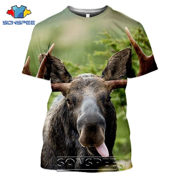 animal deer men moose 3d print shirts humor plus size comics men clothing