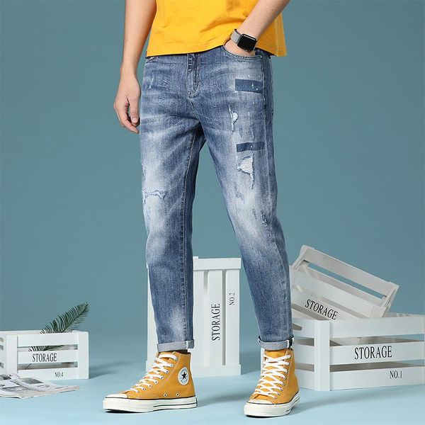 men's jeans 2021 spring fit slim all-match trend vintage men distressed, Blue
men's jeans 2021 spring fit slim all-match trend vintage men distressed, Blue