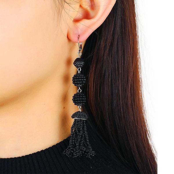 2021 new women bohemian black long fringed earrings vintage lady woven round beaded pendant dangle earrings wedding party gifts, Silver
2021 new women bohemian black long fringed earrings vintage lady woven round beaded pendant dangle earrings wedding party gifts, Silver