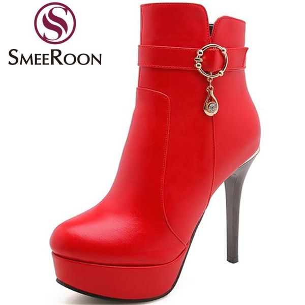Smeeroon plus size ankle boots side zipper sexy thin heels concise ladies boots round toe autumn winter women's shoes, Black
Smeeroon plus size ankle boots side zipper sexy thin heels concise ladies boots round toe autumn winter women's shoes, Black