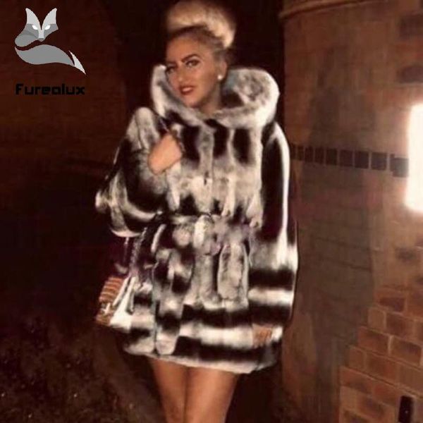 women's fur & faux furealux ladies natural rex coat long with hood real coats thick warm temperament fashion outerwear, Black
women's fur & faux furealux ladies natural rex coat long with hood real coats thick warm temperament fashion outerwear, Black