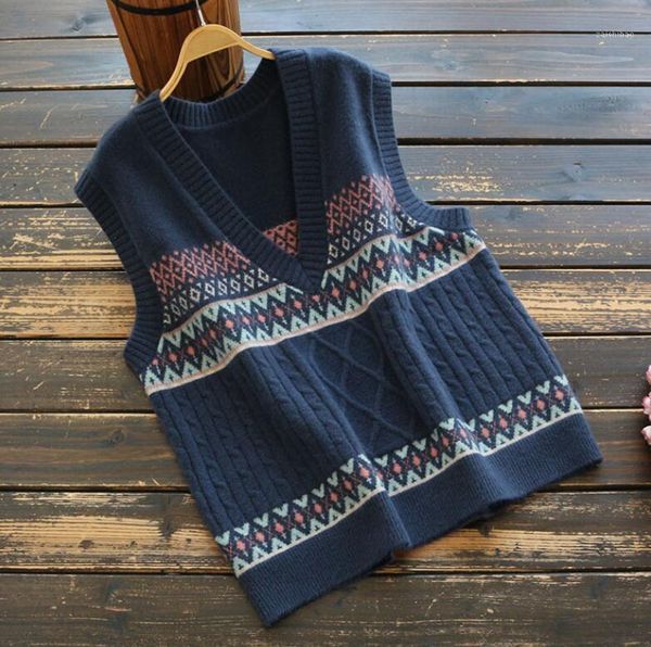 women sweater sleeveless knit vest 2020 spring jacquard v-neck pullover national fashion vintage casual women 1, White;black
women sweater sleeveless knit vest 2020 spring jacquard v-neck pullover national fashion vintage casual women 1, White;black