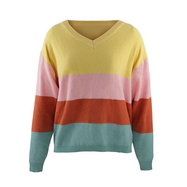woman sweater pullover female autumn winter fashion casual v-neck long sleeve colorful splice loose sweater, White;black
woman sweater pullover female autumn winter fashion casual v-neck long sleeve colorful splice loose sweater, White;black