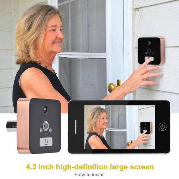 4.3 inch color screen visible intelligent doorbell hd 960p electric door bell 120 degrees peephole security camera door viewer
4.3 inch color screen visible intelligent doorbell hd 960p electric door bell 120 degrees peephole security camera door viewer