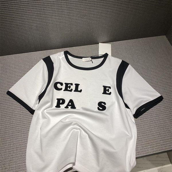 cel home color blocking flocking short sleeve t-shirt splicing tide bottoming shirt, White
cel home color blocking flocking short sleeve t-shirt splicing tide bottoming shirt, White