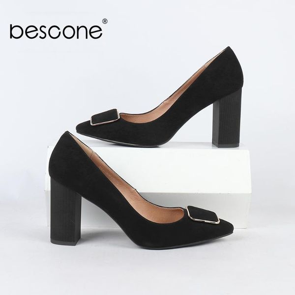dress shoes bescone pointed toe shallow women pumps casual solid slip-on square heel fashion super high ladies bc166, Black
dress shoes bescone pointed toe shallow women pumps casual solid slip-on square heel fashion super high ladies bc166, Black