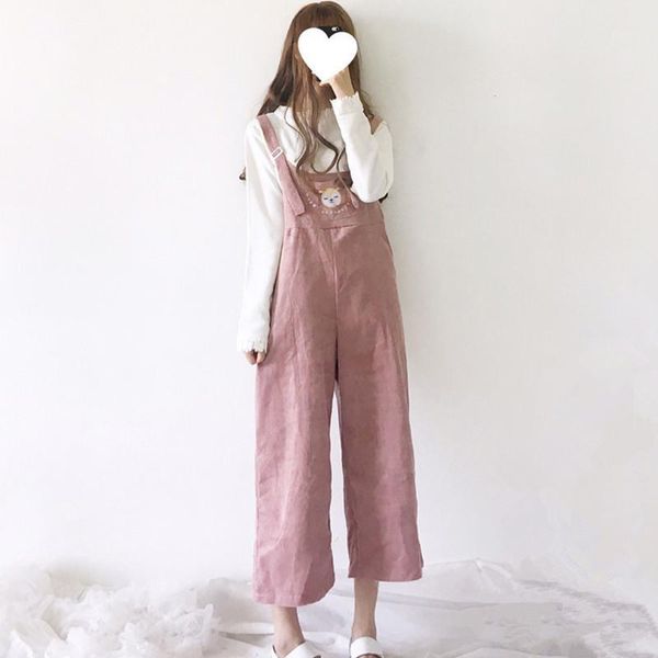 japan style soft sister kawaii lolita wide leg jumpsuit ankle length casual loose cartoon embroidery corduroy suspenders overall1, Black;white
japan style soft sister kawaii lolita wide leg jumpsuit ankle length casual loose cartoon embroidery corduroy suspenders overall1, Black;white