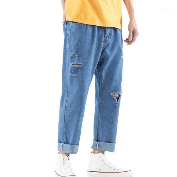 men's jeans men's korean version of loose wide leg hole casual denim trousers waist solid color zipper chic fashion1, Blue
men's jeans men's korean version of loose wide leg hole casual denim trousers waist solid color zipper chic fashion1, Blue