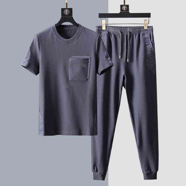 luxury mens tracksuit summer fashion honeycomb stretch fabric solid color round neck sports short sleeve men's, Gray
luxury mens tracksuit summer fashion honeycomb stretch fabric solid color round neck sports short sleeve men's, Gray