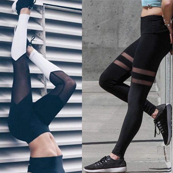 women splice running yoga pants high waist mesh seamless leggings training fitness gym leggings elastic sportswear sport pants 201202, Black
women splice running yoga pants high waist mesh seamless leggings training fitness gym leggings elastic sportswear sport pants 201202, Black