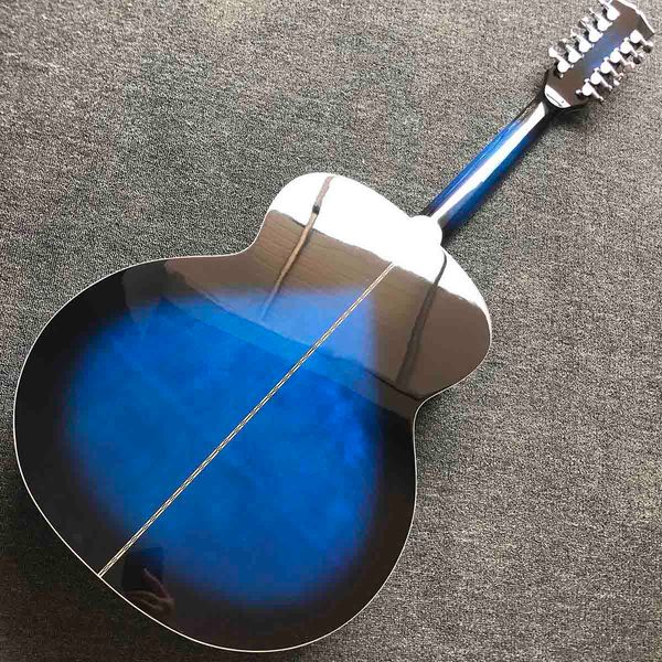 custom jumbo 43 inch acoustic electric guitar 12 strings guitar in blue color 
custom jumbo 43 inch acoustic electric guitar 12 strings guitar in blue color