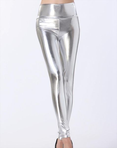 lady stretched high waist fashion street leggings women solid silver golden pants imitation leather costume legging, Black
lady stretched high waist fashion street leggings women solid silver golden pants imitation leather costume legging, Black