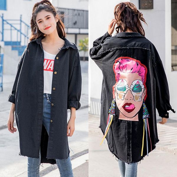 women's jackets cartoon autumn women spring lace up turn-down collar single breasted denim outerwear female loose casual harajuku coats, Black;brown
women's jackets cartoon autumn women spring lace up turn-down collar single breasted denim outerwear female loose casual harajuku coats, Black;brown