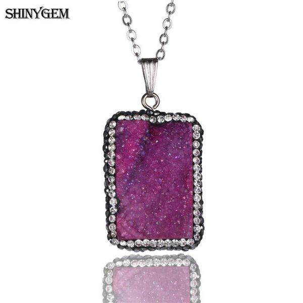 pendant necklaces shinygem big crystal tag rectangle solid real druzy natural stone for women colorful fashion jewelry, Silver
pendant necklaces shinygem big crystal tag rectangle solid real druzy natural stone for women colorful fashion jewelry, Silver