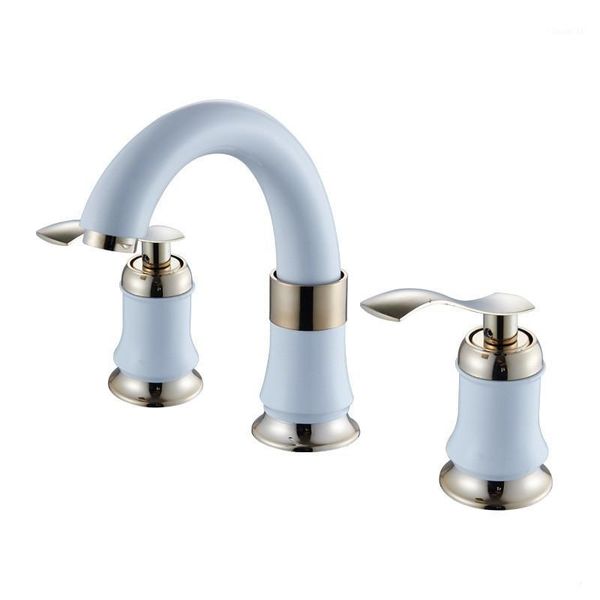 golden white three-piece full copper double handle three hole basin faucet split type and cold water faucet1
golden white three-piece full copper double handle three hole basin faucet split type and cold water faucet1