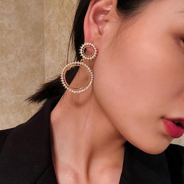 lubov luxury simulated pearls rhinestone inlaid small big circles drop earrings gold color metal hoops dangle earrings for women, Silver
lubov luxury simulated pearls rhinestone inlaid small big circles drop earrings gold color metal hoops dangle earrings for women, Silver