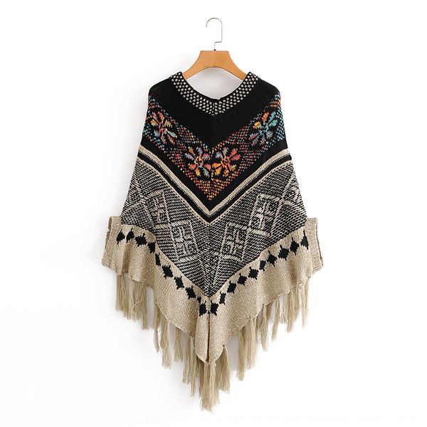 q3529-korean women's clothing 2020 autumn and winter new ethnic style cloak jacquard national jacquard sequins tassel cloak for women i, White;black
q3529-korean women's clothing 2020 autumn and winter new ethnic style cloak jacquard national jacquard sequins tassel cloak for women i, White;black