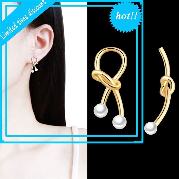 new 925 sterling silver needle earrings, the same asymmetric tied pearl earrings of dongdamen, south korea, Golden
new 925 sterling silver needle earrings, the same asymmetric tied pearl earrings of dongdamen, south korea, Golden