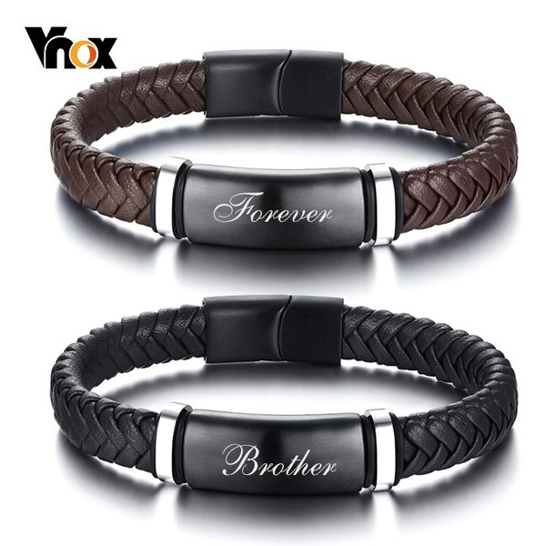 vnox stylish men's leather bracelets with black stainless steel id bar custom personalized service jewelry y201007
vnox stylish men's leather bracelets with black stainless steel id bar custom personalized service jewelry y201007