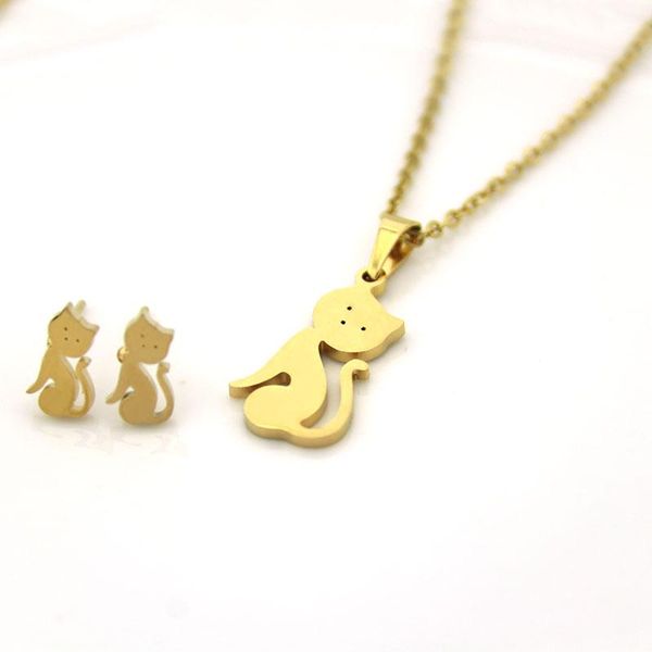 1 set of stainless steel cat necklace earrings jewelry animal pet set, 2 colors, good luck, Silver
1 set of stainless steel cat necklace earrings jewelry animal pet set, 2 colors, good luck, Silver