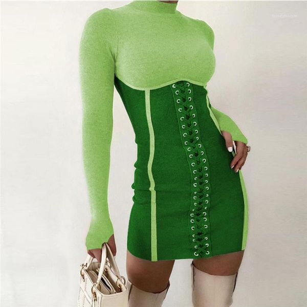 casual dresses 2021 patchwork lace up ribbed bodycon mini women long sleeve clubwear fashion skinny party dress sexy1, Black;gray
casual dresses 2021 patchwork lace up ribbed bodycon mini women long sleeve clubwear fashion skinny party dress sexy1, Black;gray