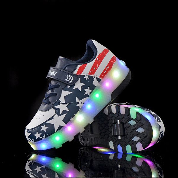 with led girls children 2019 new glowing boys light up kids sneakers on wheels sport roller skate shoes, Black;red
with led girls children 2019 new glowing boys light up kids sneakers on wheels sport roller skate shoes, Black;red