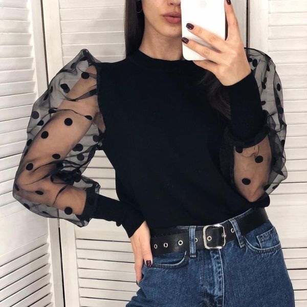 black polka dot puff long sleeve blouse women elegant autumn winter knitted slim ladies white party club blusas 2020
black polka dot puff long sleeve blouse women elegant autumn winter knitted slim ladies white party club blusas 2020