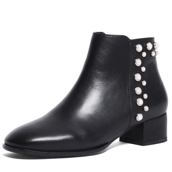 2020 autumn winter warm women ankle booties simple med heels rivet square high heels fashion genuine leather pointed shoe, Black
2020 autumn winter warm women ankle booties simple med heels rivet square high heels fashion genuine leather pointed shoe, Black