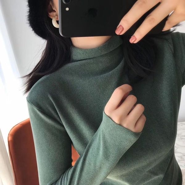 udh7f high and winter new cationic base coat women's korean half self collar solid color autumn elastic and high keep warmwarm sweater, White;black
udh7f high and winter new cationic base coat women's korean half self collar solid color autumn elastic and high keep warmwarm sweater, White;black