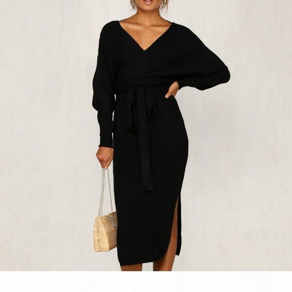 vertvie 2019 new knitting sweater dress women autumn winter split deep v-neck sheath dress lady slim tight streetwear, Black;gray
vertvie 2019 new knitting sweater dress women autumn winter split deep v-neck sheath dress lady slim tight streetwear, Black;gray