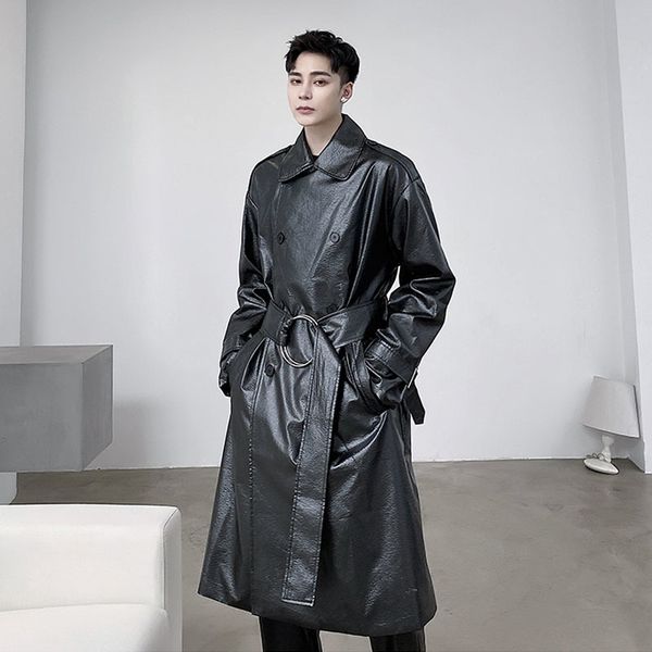 2020 cotton men quilted thicken long leather trench vintage men's coat double breasted jacket belt outerwear 7ezk, Black
2020 cotton men quilted thicken long leather trench vintage men's coat double breasted jacket belt outerwear 7ezk, Black