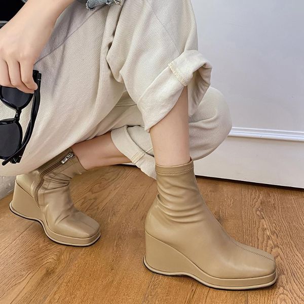 boots haraval women zipper elestic ankle wedges 7cm high heel shoes retro fashion waterproof winter e119l, Black
boots haraval women zipper elestic ankle wedges 7cm high heel shoes retro fashion waterproof winter e119l, Black
