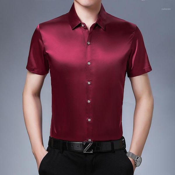 white mens dress shirts short sleevered mens satin silk shirts work blue black summer casual for men classic 20201, White;black
white mens dress shirts short sleevered mens satin silk shirts work blue black summer casual for men classic 20201, White;black