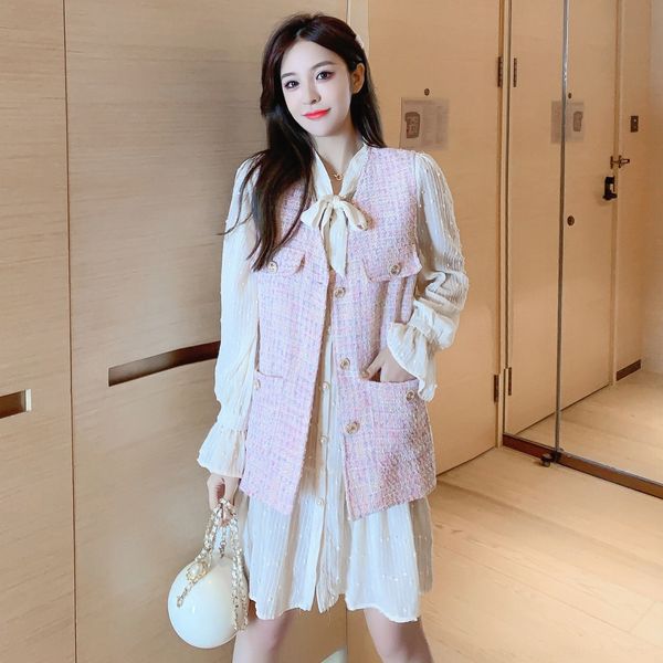 4l7td 2020 set new fashion women's small fragrance trumpet piece shirt two sleeve woolen vest autumn dress dressvest dress gc9jw, Black;gray
4l7td 2020 set new fashion women's small fragrance trumpet piece shirt two sleeve woolen vest autumn dress dressvest dress gc9jw, Black;gray