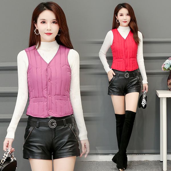 new autumn and winter down cotton vest women's light and thin warm vest short v-neck waistcoat slim fit inner liner 201023, Black
new autumn and winter down cotton vest women's light and thin warm vest short v-neck waistcoat slim fit inner liner 201023, Black