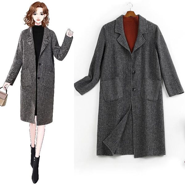 women's wool & blends -5xl plus size women woolen coat single breasted long overcoat sleeve chic jacket outerwear fall/winter grey, Black
women's wool & blends -5xl plus size women woolen coat single breasted long overcoat sleeve chic jacket outerwear fall/winter grey, Black