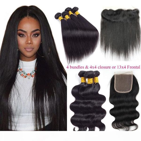 brazilian virgin hair body wave straight human hair weave bundles with 4x4 lace closure and 13x4 lace frontal weaves closure with 4 bundles, Black
brazilian virgin hair body wave straight human hair weave bundles with 4x4 lace closure and 13x4 lace frontal weaves closure with 4 bundles, Black