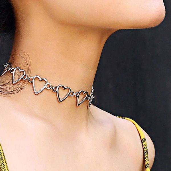 sweet hollow heart love link chain choker necklace for women female fashion punk clavicle statement collar jewelry 2021, Silver
sweet hollow heart love link chain choker necklace for women female fashion punk clavicle statement collar jewelry 2021, Silver