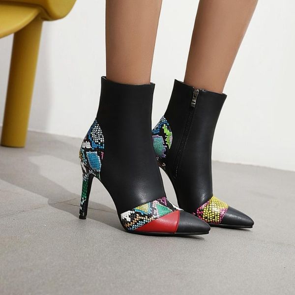us4-12 womens snake pattern match colors ankle boots stilettos high heel shoes side zipper pu leather plus size 2colors sondr, Black
us4-12 womens snake pattern match colors ankle boots stilettos high heel shoes side zipper pu leather plus size 2colors sondr, Black