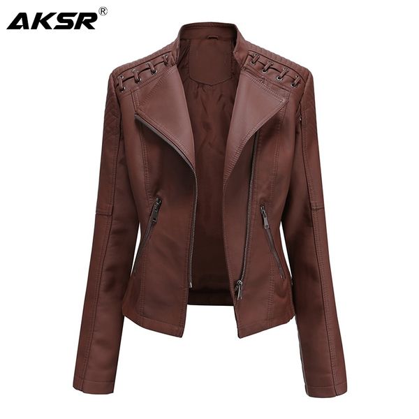 aksr new spring and autumn women's leather jacket women's clothing slim thin ladies moto biker faux leather coat zippers 201030, Black
aksr new spring and autumn women's leather jacket women's clothing slim thin ladies moto biker faux leather coat zippers 201030, Black
