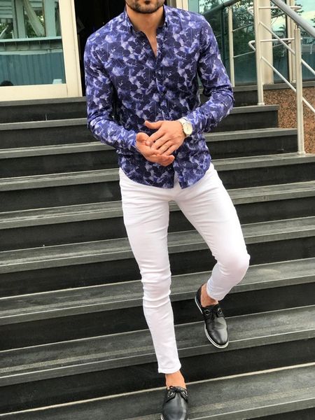 men's new style personalized leisure business long-sleeve creative printing hawaiian men shirt, White;black
men's new style personalized leisure business long-sleeve creative printing hawaiian men shirt, White;black