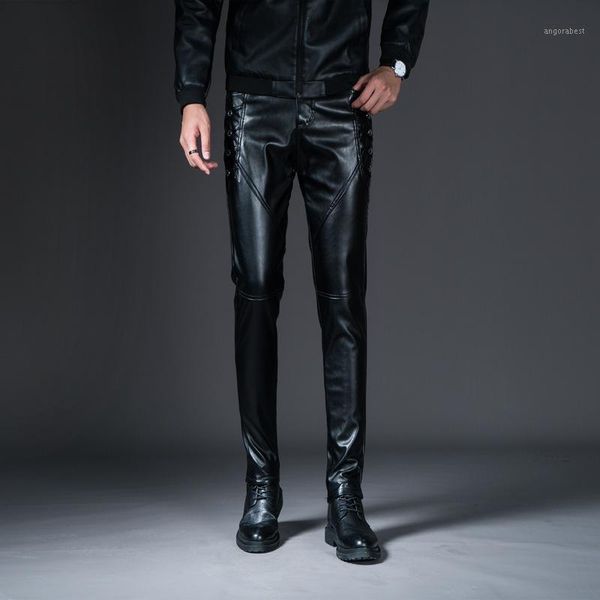 men leather pants slim fit korean style autumn winter fashion pu leather trousers motorcycle pants windproof and warm streetwear1, Black
men leather pants slim fit korean style autumn winter fashion pu leather trousers motorcycle pants windproof and warm streetwear1, Black