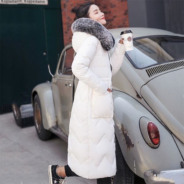 two sides women winter jacket with fur long padded warm coat parka 201217, Black